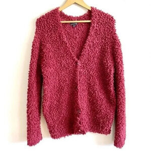 RXB Maroon Soft Fuzzy Knit Sweater Cardigan